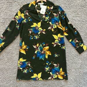 Avita Floral Dress in Green, Yellow, and Blue